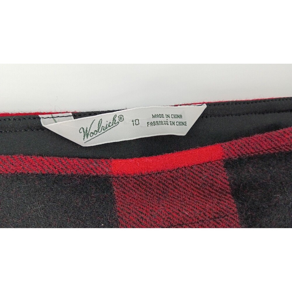 Buffalo Plaid Wool Blend Mini Skirt Red Black Lined Pleated Cabincore Size 10 - Picture 2 of 12